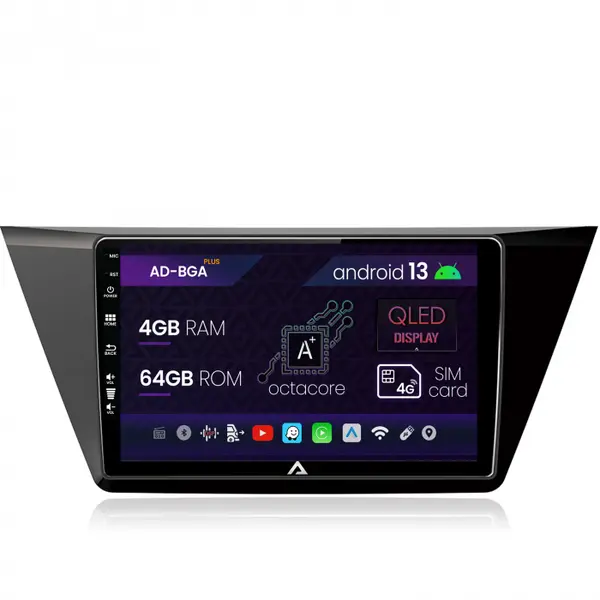Navigatie Volkswagen Touran (2016+), Android 13, A-Octacore 4GB RAM + 64GB ROM, 10.1 Inch - AD-BGA10004+AD-BGRKIT032