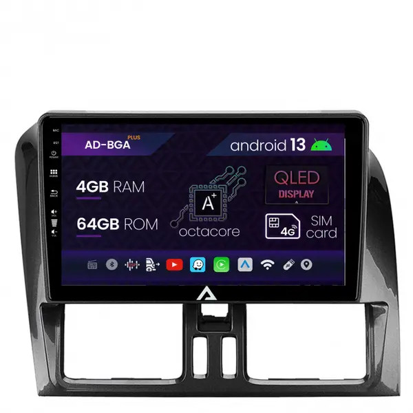 Navigatie Volvo XC60 (2013-2019), Android 13, A-Octacore 4GB RAM + 64GB ROM, 9 Inch - AD-BGA9004+AD-BGRKIT400-0813
