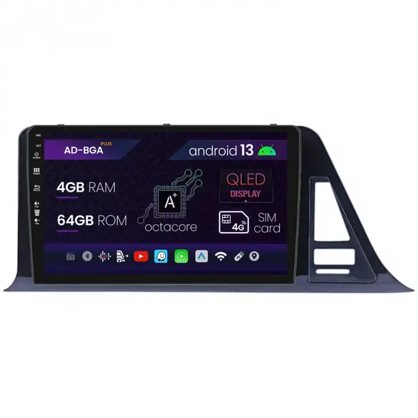 Navitatie Toyota C-HR (2016-2020), Android 13, A-Octacore 4GB RAM + 64GB ROM, 9 Inch - AD-BGA9004+AD-BGRKIT073