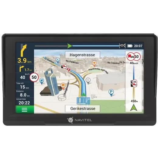 NAVITEL Navigatie GPS Navitel E777 Truck, pentru Auto, Cargo si Camioane, ecran de 7-inch TFT, Touch screen, 47 harti incluse, actualizari gratuite prin USB, alerte radar, Negru
