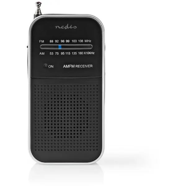 Nedis Radio portabil AM/FM, Nedis, Plastic, Gri/Negru (RDFM1110SI)