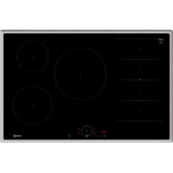 NEFF Plita inductie vitroceramica incorporabila Neff T68SHV4L0 N 70, 80 cm, 5 zone gatit, Negru-Otel inoxidabil