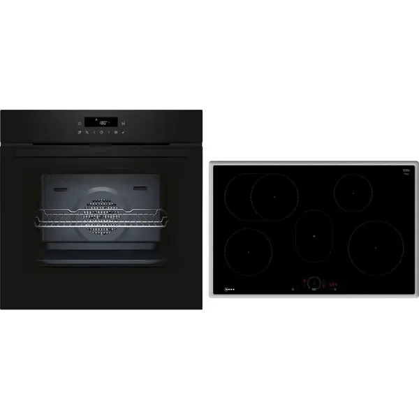 NEFF Set Neff BTX48PIB0 cuptor electric, incorporabil B2CCJ7AK3 N30, 71 L, si plita cu inductie T58SHF1L0 N70 , 4 zone gatit, Negru
