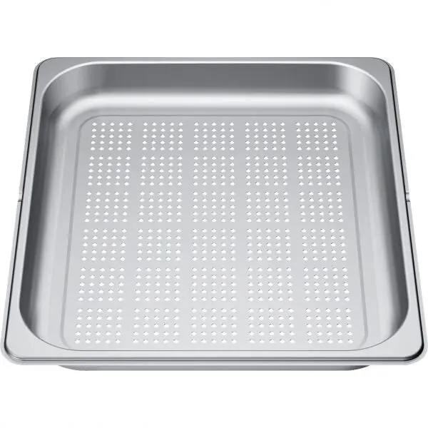 NEFF Tava mare perforata NEFF Z13CU41X0 - 11027160, L35.4cm, l32.5cm, H4cm, Uz 32.9x30mm, G0.62kg, V3.3L, AISI 304 GN2/3 0.7mm, Diametru gaura 0.4mm, Inox