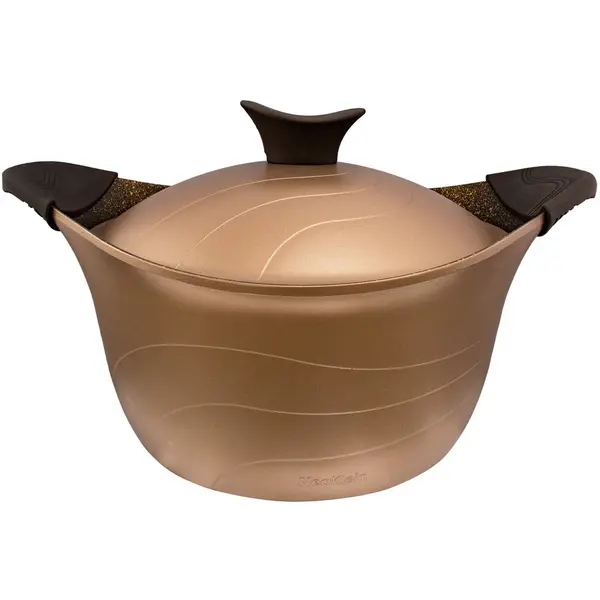 NeoKlein Oala cu capac Neoklein CS20, diametru 20 cm, capacitate 2.1 L, aluminiu turnat, invelis anti-aderent, Auriu