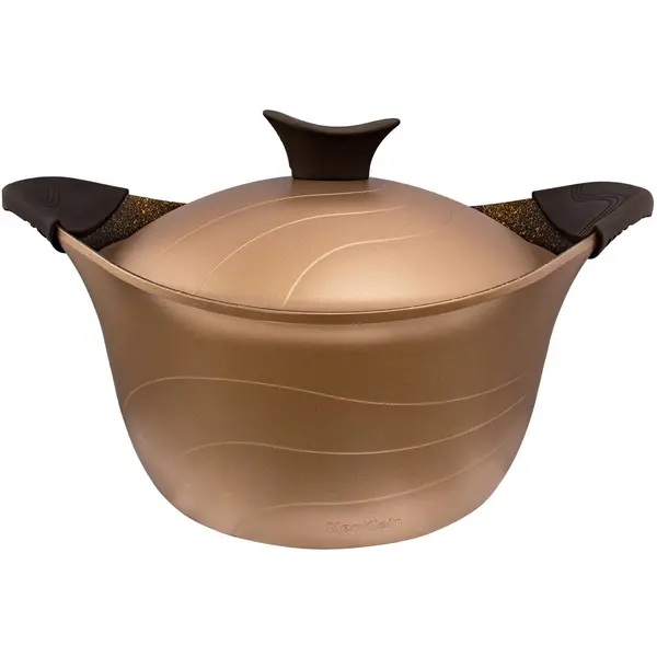 NeoKlein Oala cu capac Neoklein CS32, diametru 32 cm, capacitate 7.6 L, aluminiu turnat, invelis anti-aderent, Auriu