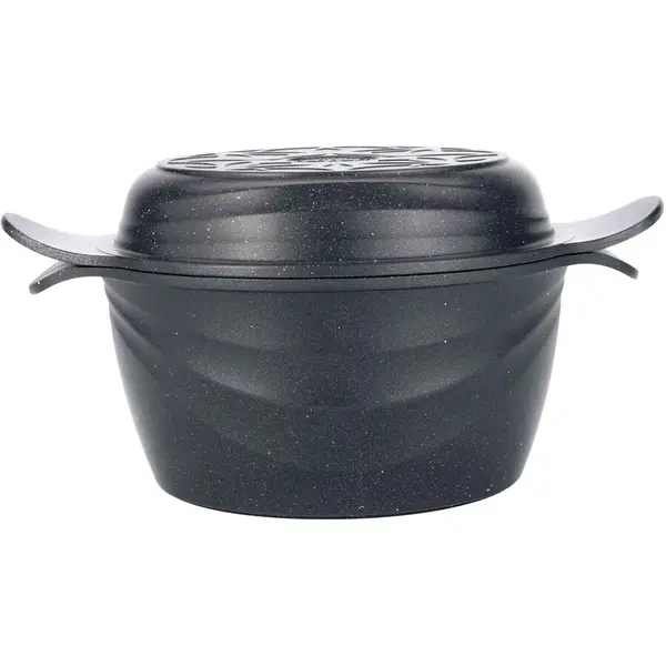 NeoKlein Oala Neoklein CS20-Black 2in1, cu capac ce poate fi folosit ca tigaie, 20 cm, 2.6 L, aluminiu turnat, invelis anti-aderent, Negru