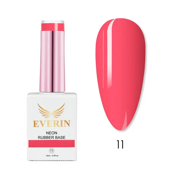 Neon Rubber Base Everin 15ml 11 - Bază Rubber Roz Coral Neon