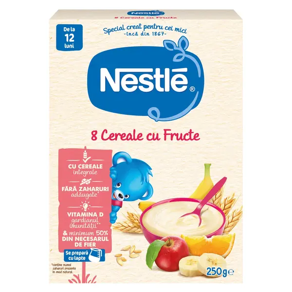 Nestle 8 Cereale cu Fructe, 250g – Pentru copii 12+ luni