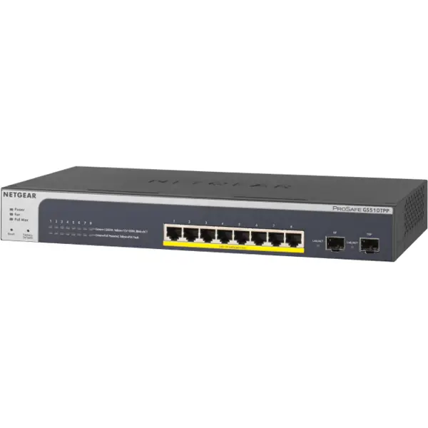 netgear GS510TPP-100EUS - Switch PoE, gestionat, 1 Gbps, 190 W, porturi RJ45 8, porturi PoE 8, Netgear