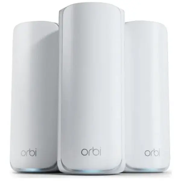 netgear Router wireless Netgear Orbi RBE773-100EUS, Wi Fi 7, Tri-band, 2.4 GHz - 688 Mbit/s, 5 GHz - 4320 Mbit/s, 6 GHz - 5760 Mbit/s, 3 bucati, Alb