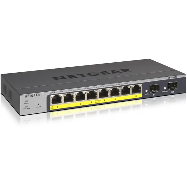netgear Switch Netgear GS110TP, ProSAFE 8 porturi Gigabit POE, 2 Gigabit Fiber