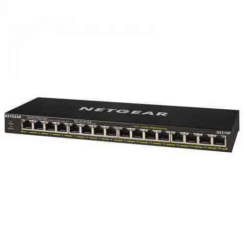 netgear Switch Netgear GS316P-100EUS, 16 porturi, PoE, Negru