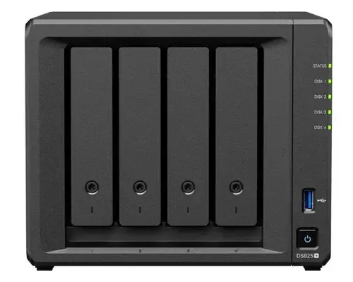 Network Attached Storage Synology DS925+, 4 Bay, AMD Ryzen Quad-Core V1500B, 4GB DDR4, M.2 NVMe, 2x 2.5GbE, 2x USB 3.2 Gen 1, 1x USB-C