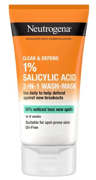 Neutrogena Clear & Defend Mască de curățare cu acid salicilic, 150 ml