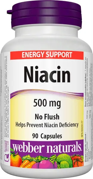 Niacin, 500 mg, 90 capsule, Webber Naturals