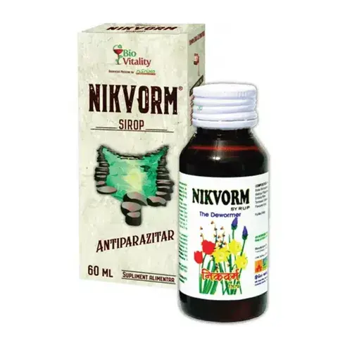 Nikvorm Sirop pentru Eliminarea Paraziților Intestinali, 60ml | Bio Vitality