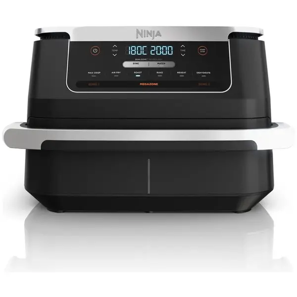 NINJA Friteuza cu aer cald dubla, Ninja AF550EU FlexDrawer 6-in-1, 6.6L, 2470W, 6 functii de gatit, compartiment MegaZone, invelis ceramic, 2 zone de gatit, 2 placi cu invelis ceramic, Negru