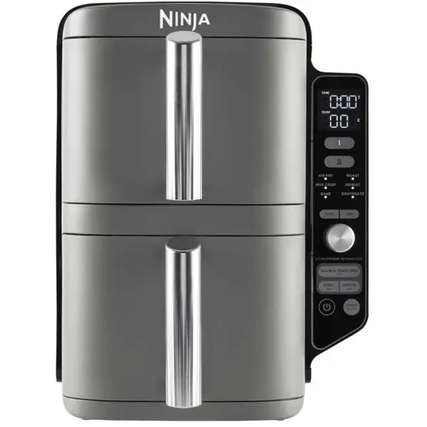 NINJA Friteuza cu aer cald Ninja SL400EU Double Stack XL, 2470 W, interval temperatura 40 - 240 °C, doua zone de gatit, 6 programe, gri.