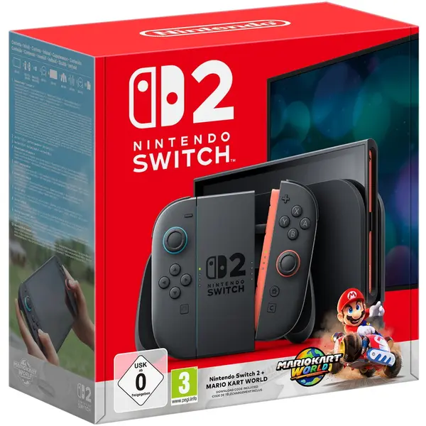 NINTENDO Consola Nintendo Switch 2, Light Blue/Light Red JoyCon + Joc Mario Kart World Bundle
