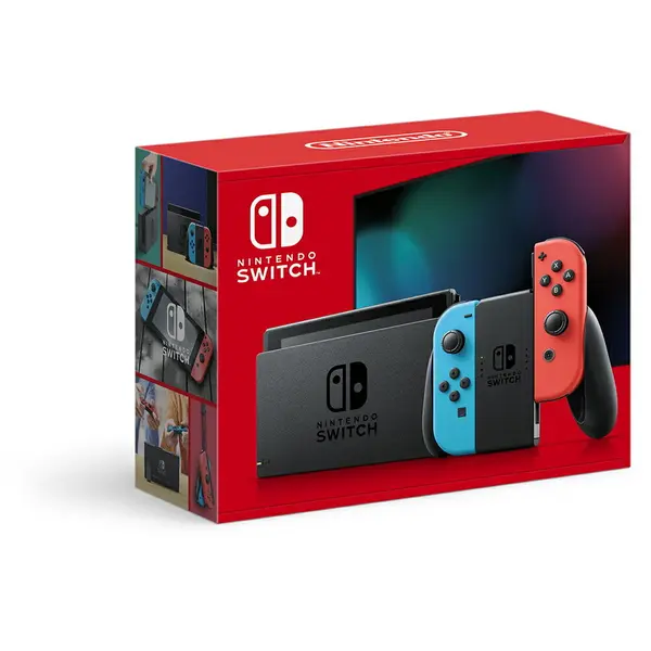 NINTENDO Consola Nintendo Switch V2, HDMI, Bluetooth 4.1, USB, NFC, 32 GB, baterie extinsa, Neon / Red Joycon