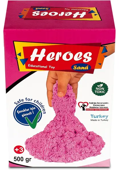 Nisip de joacă în cutie Heroes - Culoare roz, 500 g