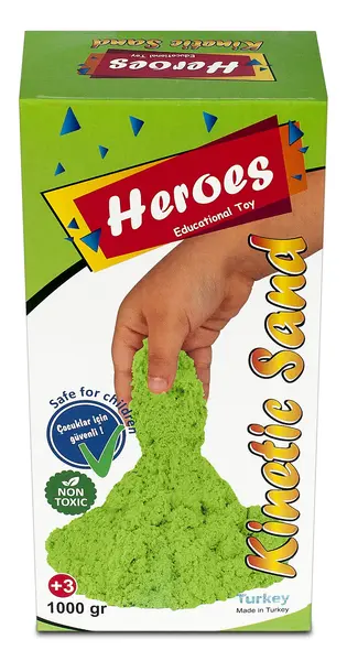 Nisip de joacă în cutie Heroes - Culoare verde, 1000 g