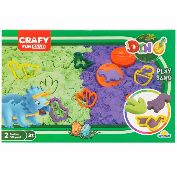 Nisip de modelat, Crafy, Lumea dinozaurilor, 250 g