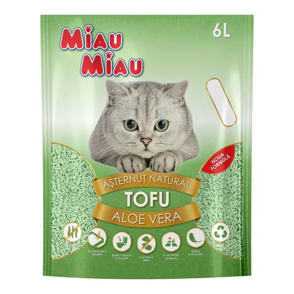 Nisip Pisici MIAU MIAU Tofu Aloe Vera 6L
