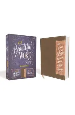 Niv, Beautiful Word Bible, Updated Edition, Peel/Stick Bible Tabs, Leathersoft, Brown/Pink, Red Letter, Comfort Print: 600+ Full-Color Illustrated Ver - Zondervan