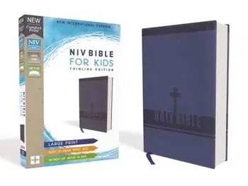Niv, Bible for Kids, Large Print, Leathersoft, Blue, Red Letter Edition, Comfort Print: Thinline Edition/Zondervan