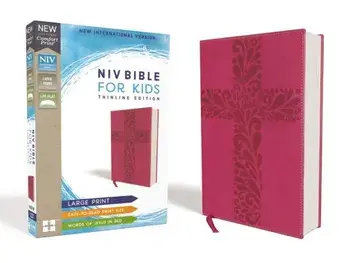 Niv, Bible for Kids, Large Print, Leathersoft, Pink, Red Letter Edition, Comfort Print: Thinline Edition/Zondervan