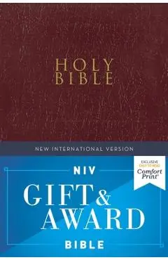 Niv, Gift and Award Bible, Leather-Look, Burgundy, Red Letter Edition, Comfort Print - Zondervan