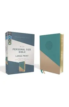 Niv, Personal Size Bible, Large Print, Leathersoft, Teal/Gold, Red Letter Edition, Comfort Print - Zondervan