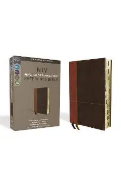 NIV, Personal Size Reference Bible, Large Print, Imitation Leather, Brown, Indexed, Red Letter Edition, Comfort Print - Zondervan