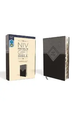 Niv, Premium Gift Bible, Leathersoft, Black/Gray, Red Letter Edition, Indexed, Comfort Print - Zondervan