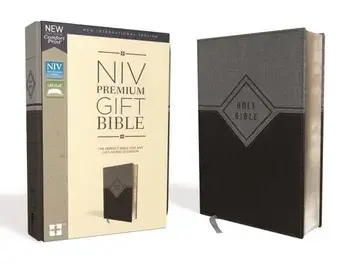 Niv, Premium Gift Bible, Leathersoft, Black/Gray, Red Letter Edition, Comfort Print/Zondervan