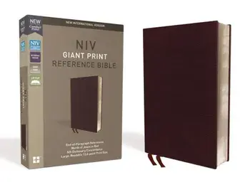 NIV, Reference Bible, Giant Print, Bonded Leather, Burgundy, Red Letter Edition, Comfort Print, Hardcover/Zondervan