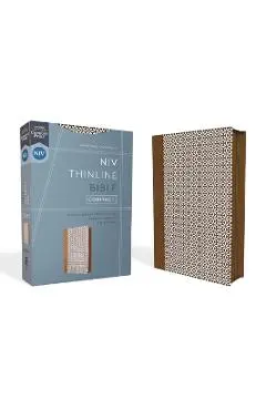 Niv, Thinline Bible, Compact, Leathersoft, Brown/White, Zippered, Red Letter, Comfort Print - Zondervan