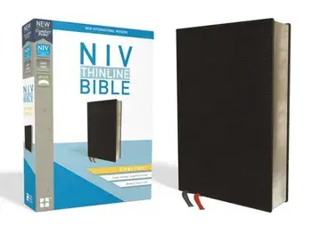 NIV, Thinline Bible, Giant Print, Bonded Leather, Black, Red Letter Edition, Hardcover/Zondervan