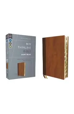 Niv, Thinline Bible, Giant Print, Leathersoft, Brown, Red Letter, Thumb Indexed, Comfort Print - Zondervan