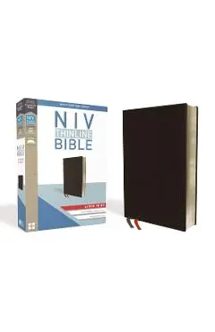 NIV, Thinline Bible, Large Print, Bonded Leather, Black, Red Letter Edition - Zondervan
