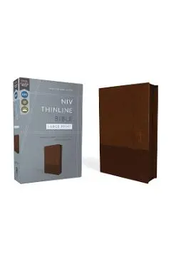 Niv, Thinline Bible, Large Print, Leathersoft, Brown, Zippered, Red Letter, Comfort Print - Zondervan
