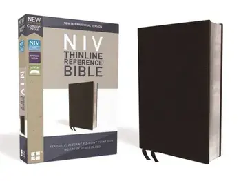 NIV, Thinline Reference Bible, Bonded Leather, Black, Red Letter Edition, Comfort Print, Hardcover/Zondervan
