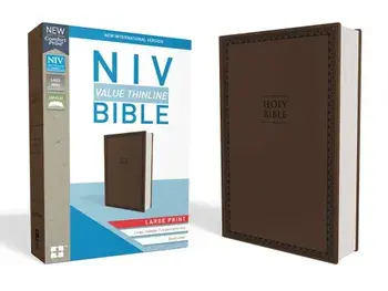 NIV, Value Thinline Bible, Large Print, Imitation Leather, Brown, Hardcover/Zondervan