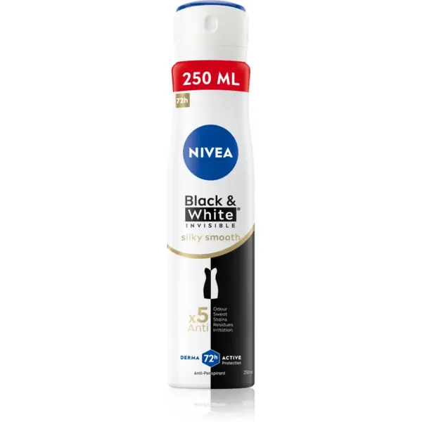 NIVEA Black & White Invisible Silky Smooth spray anti-perspirant pentru femei 250 ml