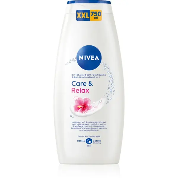 NIVEA Care & Relax 2 in 1 spuma de baie si gel de dus 750 ml