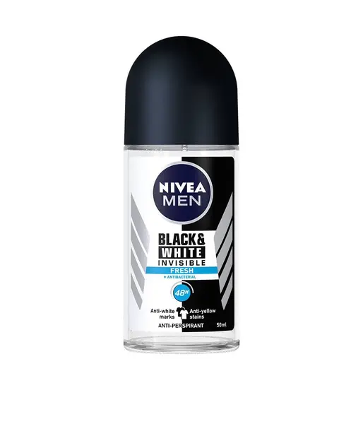 Nivea Deodorant Roll-on, Barbati, 50 ml, Invisible Black White Fresh