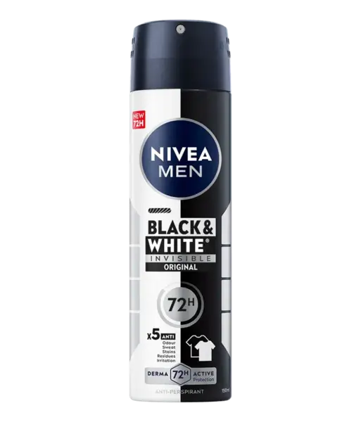 Nivea Deodorant spray, Barbati, 150 ml, Invisible Black White Original
