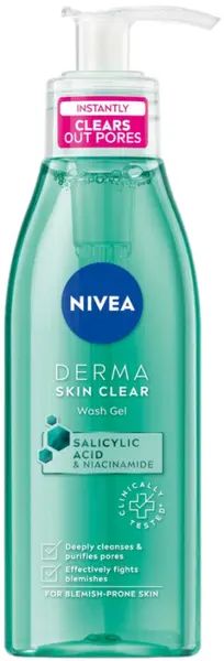 Nivea Derma Skin Clear Gel de curățare facială, 150 ml